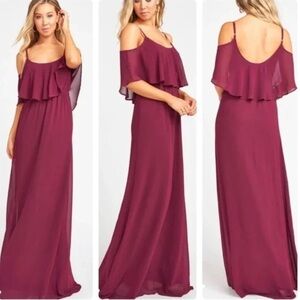 Show Me Your MuMu Caitlin Ruffle Maxi Dress Off the Shoulder Merlot Gown - 1X